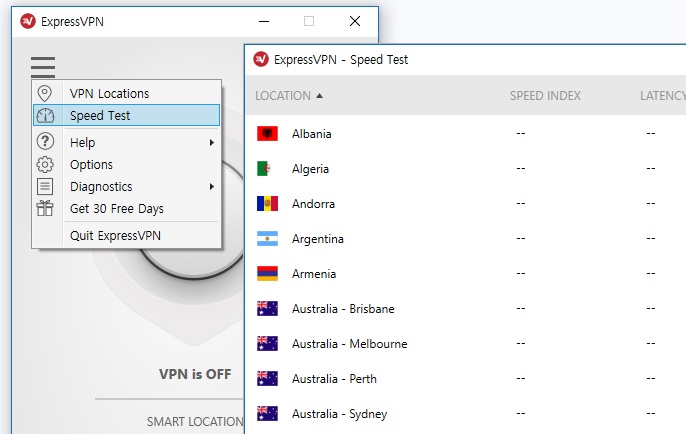 Express VPN speed test result