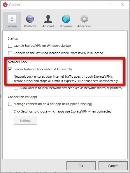 Express VPN option setup